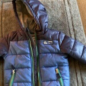 Carters Infant Boys Blue Wind & Water Resistant Fleece Lined Puffer Jacket Size